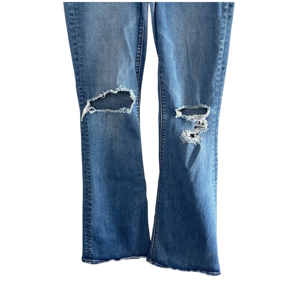AMERICAN EAGLE High Rise Artist Flare Jeans Distressed Knees, Size 8 - Picture 5 of 11